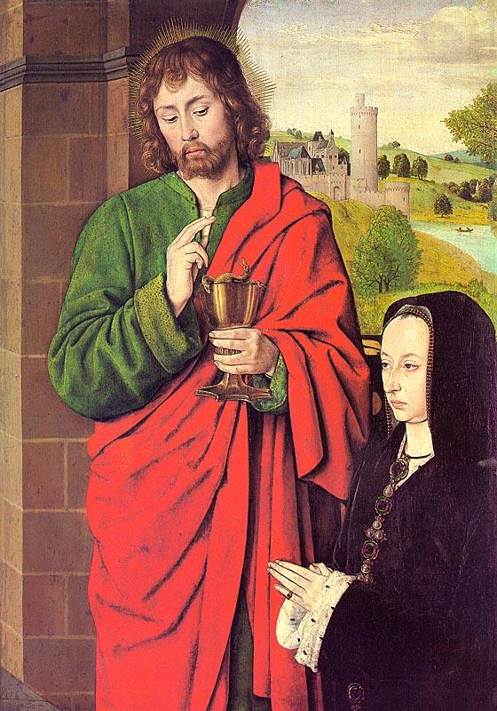 Master of Moulins Anne of France presented by Saint John the Evangelist Sweden oil painting art